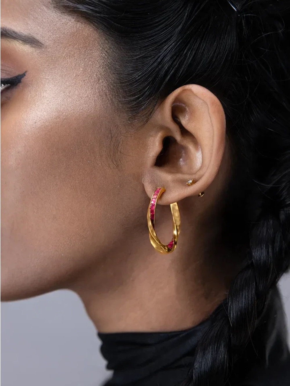 NWOT Society of Cloth Astika Earring Gold Ruby